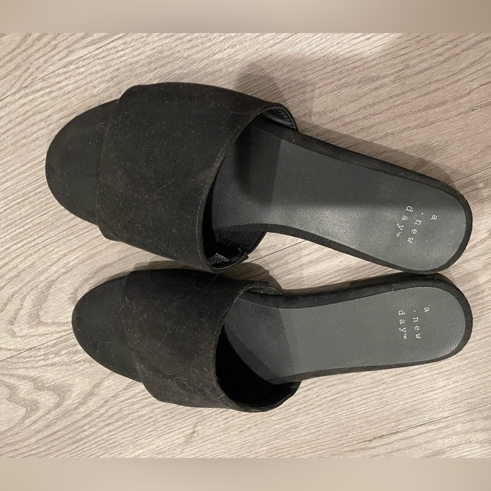 A New Day Black Sandals/Slides - size 7.5